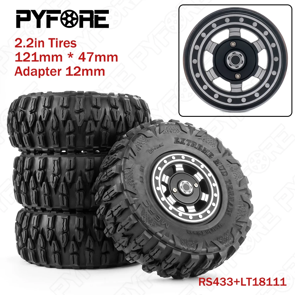 

PYFORE 2.2in Tires Diameter 121mm * Inner Diameter 47mm for 1/10 RC Model Climbing Off-road Vehicle Tire Hub