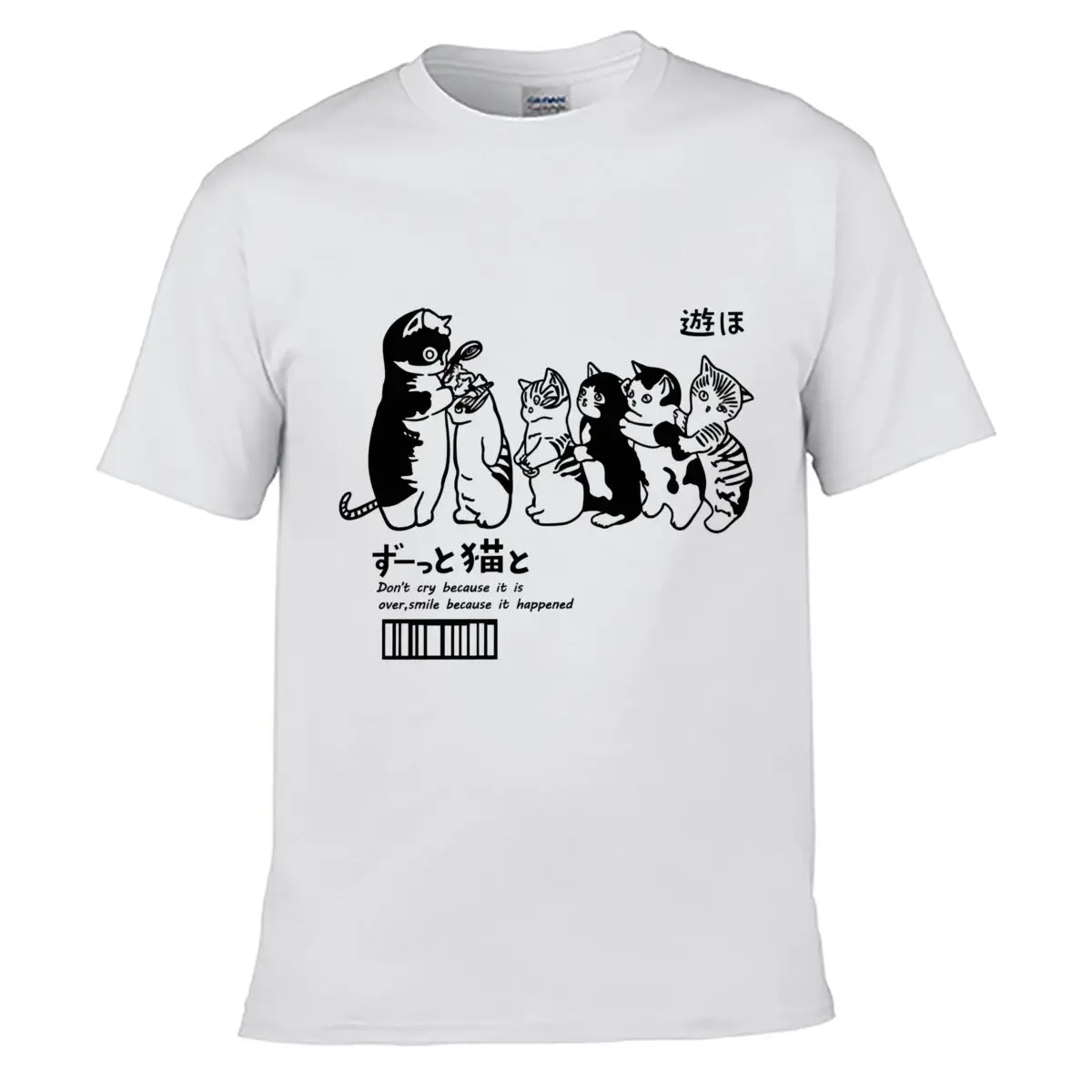 Japanese Cats Dont Cry Because It Is Over Smile Because It Happened Summer short-sleeved Loose Top
