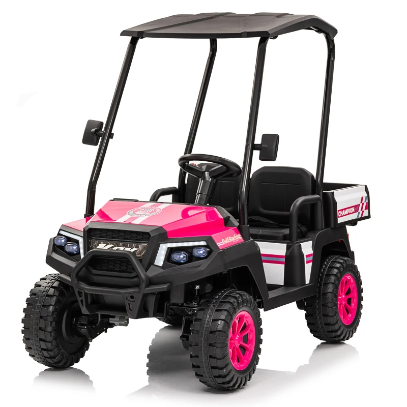 تحكم مريح يقدم ثنائيًا يضمن مقعد ركوب عن بعد للأطفال بقوة 24 فولت XL ركوب كهربائي للأطفال على الشاحنة مع RC - واسع 20 بوصة واي فاي