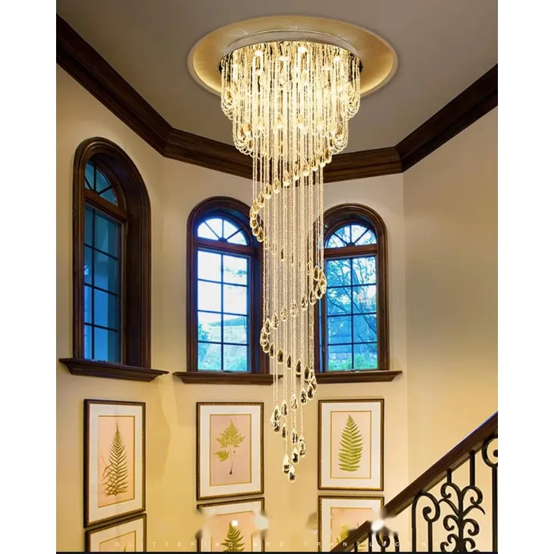2 M 4 M Villa Duplex Living Room Stair Light Hotel Lobby Crystal Chandelier High-quality Crystal Luxurious Atmosphere
