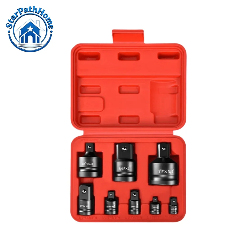 

Impact Socket Adapter, Reducer Set, 1/4" 3/8" 1/2" 3/4" 1" Drive, Impact Drive Conversion, Durable Case, Easy Storage