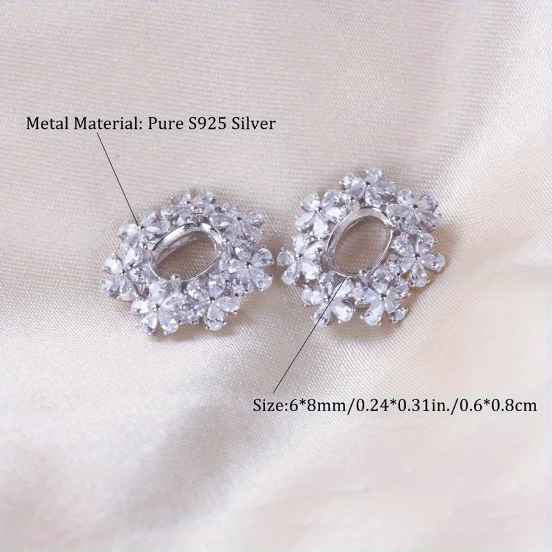 1pc 6*8mm 925 silver pendant setting, suitable for DIY necklace jewelry making