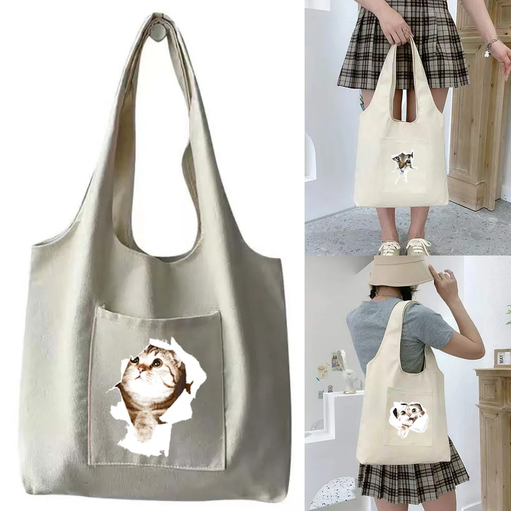 Soft Canvas Tote Bag in Vest Style, Hand Storage Bag for Personal Belongings on Weekend Suburban Trips