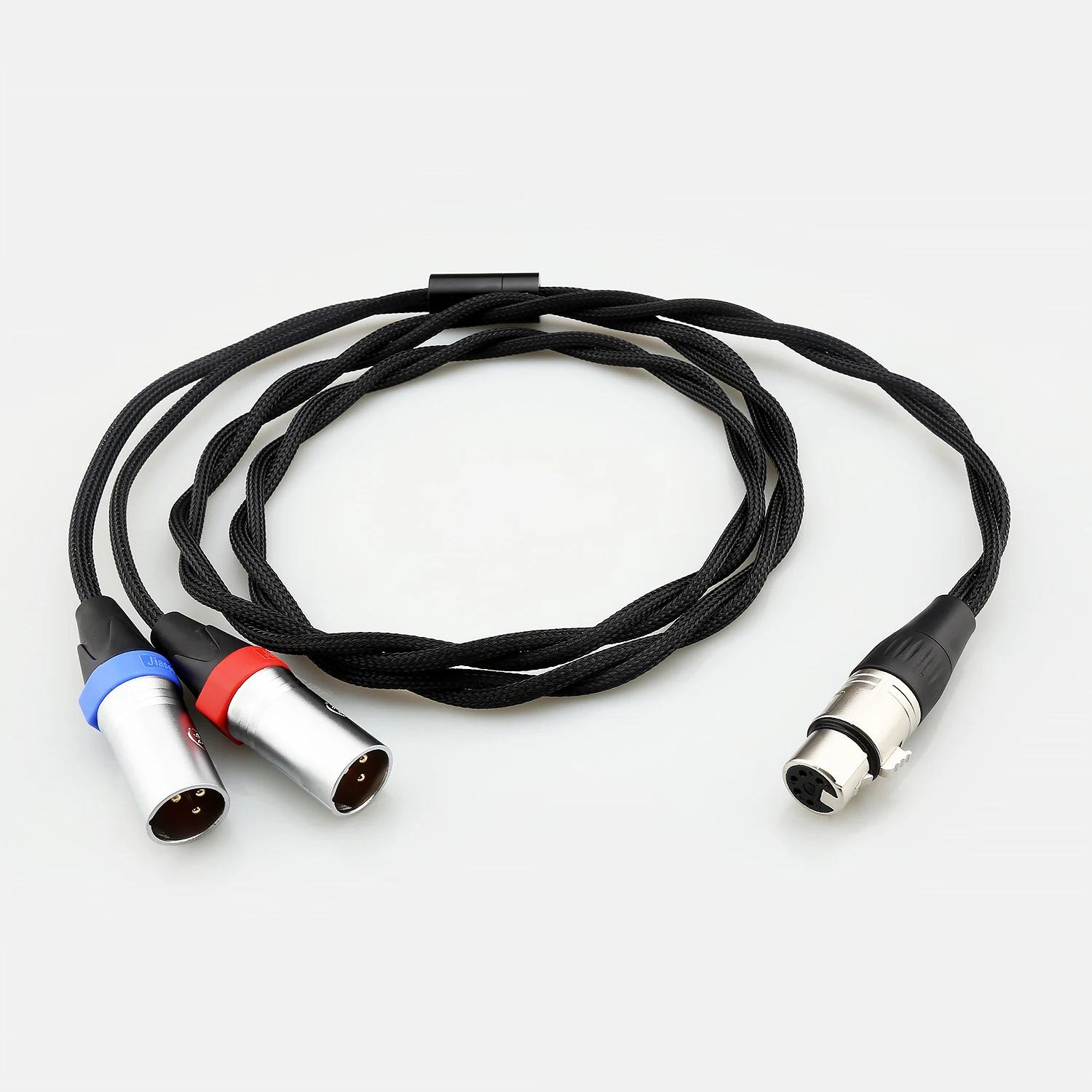 HIFI XLR 5Pin Female to 2x XLR 3Pin Male Dual-Elements Microphone Cable Audiophile Audio Signal Cord for HiFi System