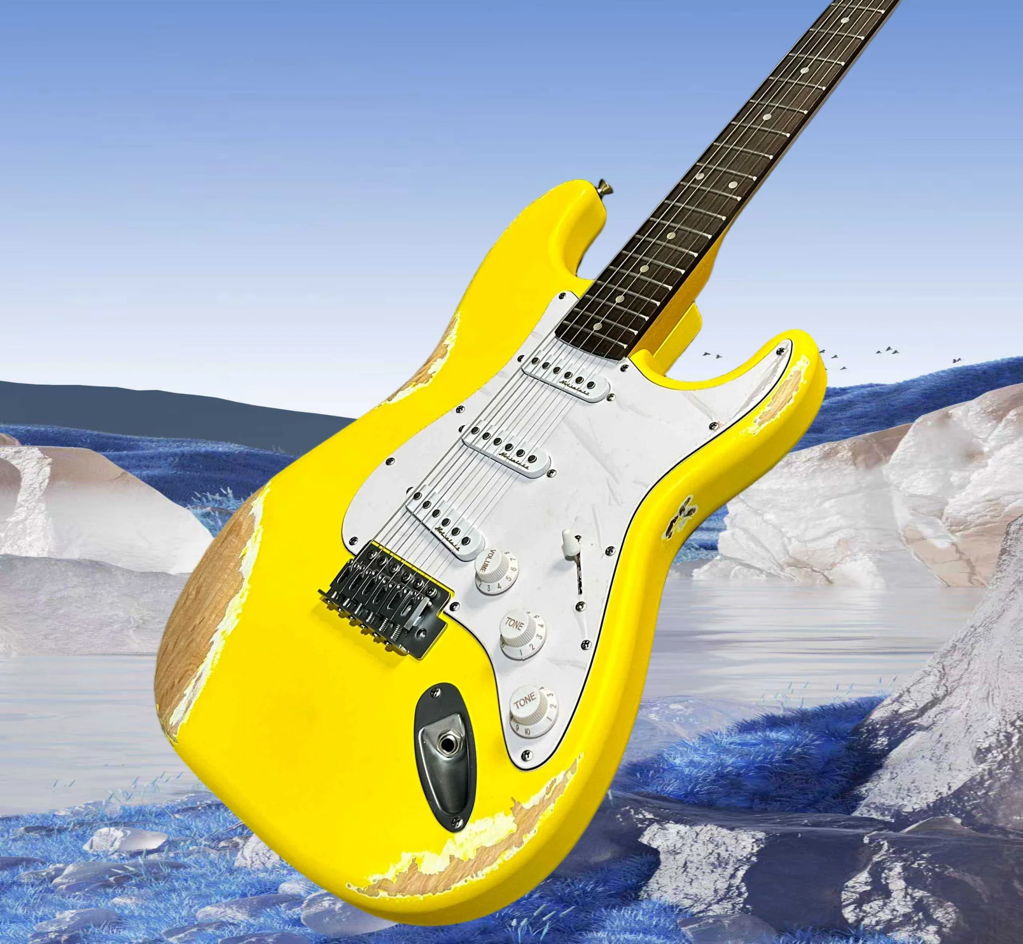 2026 Hot Sale Guitar Best Sellers Yellow guitar Charcoal Grilled rosewood Fingerboard