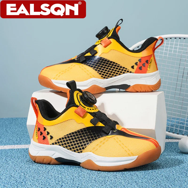 Tennis Sneakers Children' Boys Lightweight Rotatory Buckle Sports Badminton Shoes Non-slip Kids Breathable Training Size 31-40