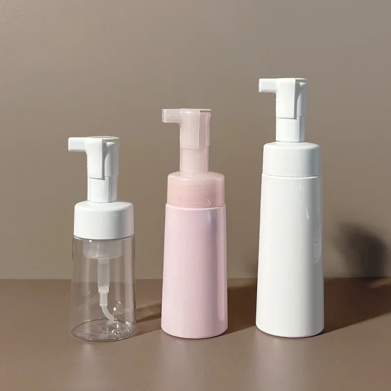 

100/150/200ml Foaming Bottle Portable Cleanser Mousse Empty Refillable Bottles with Dust Cover PET Tapered Soap Pump Bottles