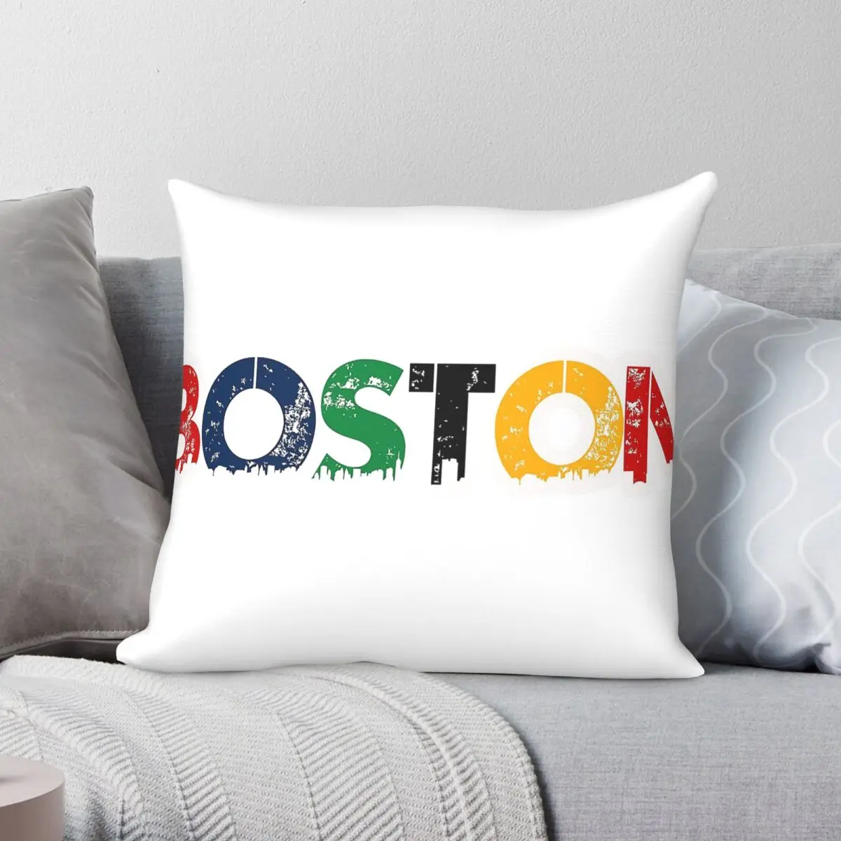 Boston Massachusetts Pillowcase Polyester Linen Velvet Pattern Zip Decor Pillow Case Sofa Seater Cushion Cover