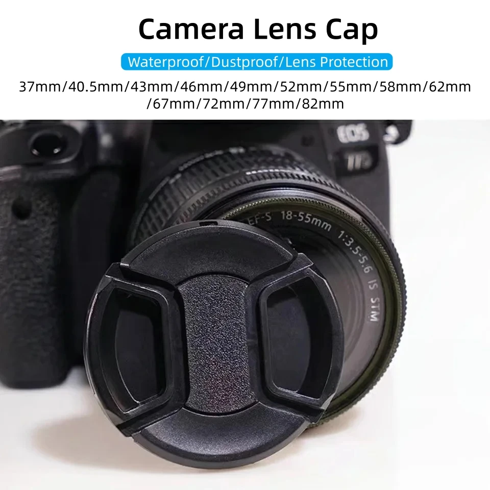 Camera Lens Cap 37mm 40.5mm 43mm 46mm 49mm 52mm 55mm 58mm 62mm 67mm 77mm 82mm for Canon R50 R100 Nikon Sony ZV‑E10 A6000 Fuji