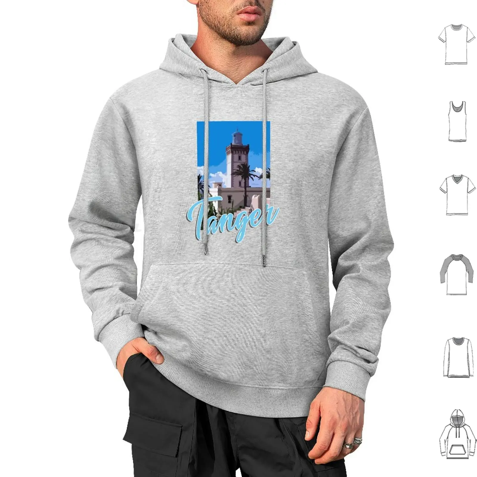 Tangier Africa City Watercolor Hoodie cotton Long Sleeve Africa Street Moroccan North Africa Morocco Travel Tangier Tangier