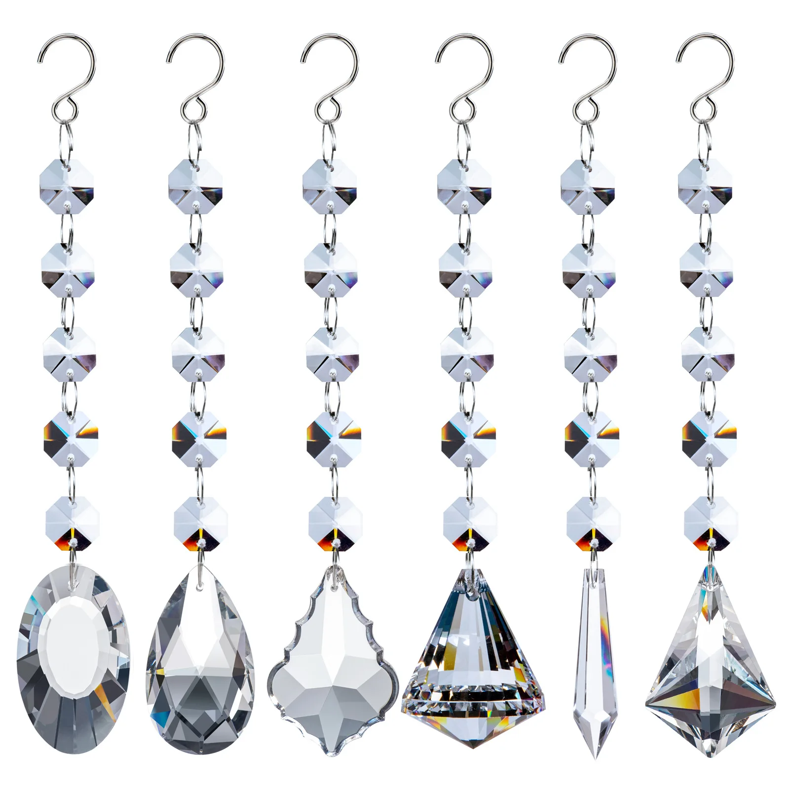 1Pcs Crystal Garland Suncatcher Prisms Pendant Octagon Beads Chain Rainbow Maker Hanging Drop Curtain DIY Home Garden Decoration