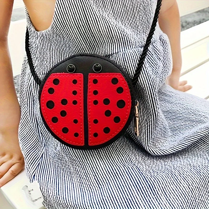 

Cute Cartoon Ladybug Shoulder Bag, Unique Design, Perfect for Coins.