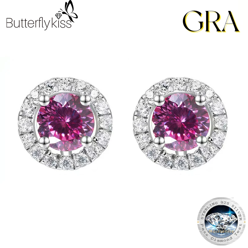 

Butterflykiss Classic 1ct D Color 100 Faced Cut Moissanite Earrings For Women Wedding S925 Sterling Sliver Fine Jewely With GRA