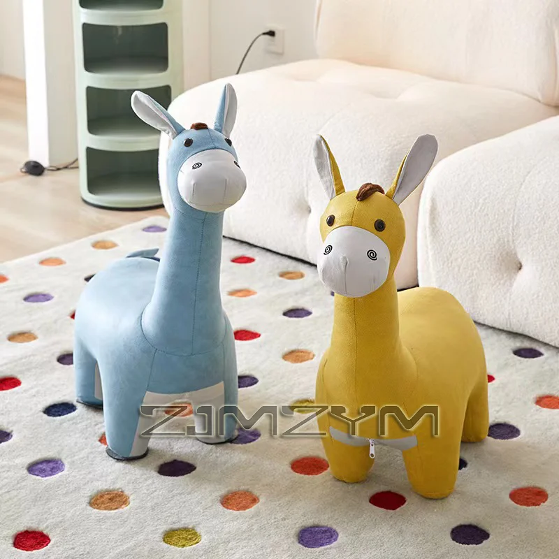 Donkey/Dinosaur Stool For Room Plush Accessories Soft Cartoon Beautiful Sturdy Room Changing Low Chairs，Shoe Changing Footstool