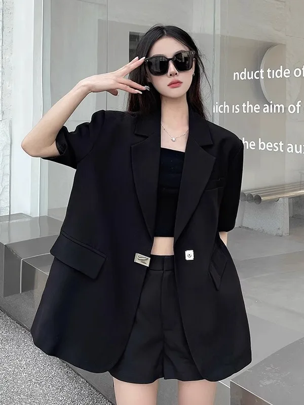 

Bla Heavyweight Suit Jaet Loose Fit Ba Split Versatile Small Size Women's Casual Commute Interview Work Wedding Par