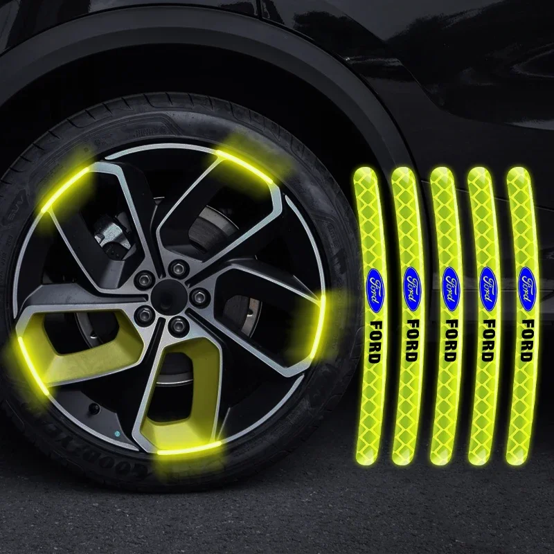 Car Tires Strips Reflective Wheel Stickers For Ford Focus 2 MK2 3 4 MK3 MK4 ST Mondeo Festiva Fusion Suit Fiesta Mustang Ranger