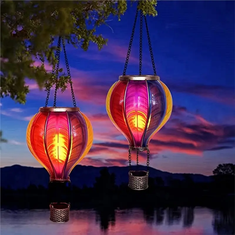 A93Z Solar Powered Hot Air Balloon Lantern Outdoor Garden Decor, Waterproof Hanging Design For Yard Tree,Gift For Mom Lovers
