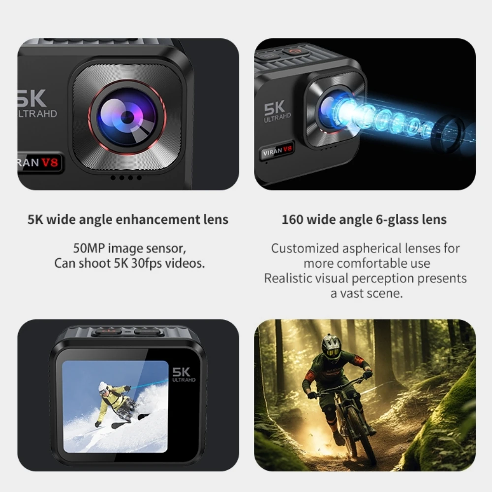

Action Camera 5K30fps Touch Screen EIS 30M Waterproof Zoom WIFI Camera With Remote Control Action Cam