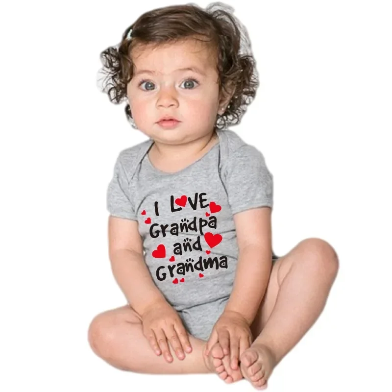 I Love Grandpa Cotton Rompers Baby Triangle romper for Summer I Love Grandma New Born Baby Romper Bodysuits & One-Pieces