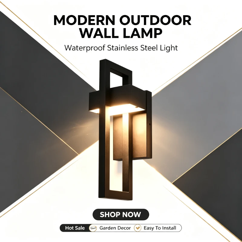 American Minimalist Stainless Steel Wall Lamps Garden Courtyard Doorway Outdoor Lighting IP65 Waterproof Home Exterior Decor Led