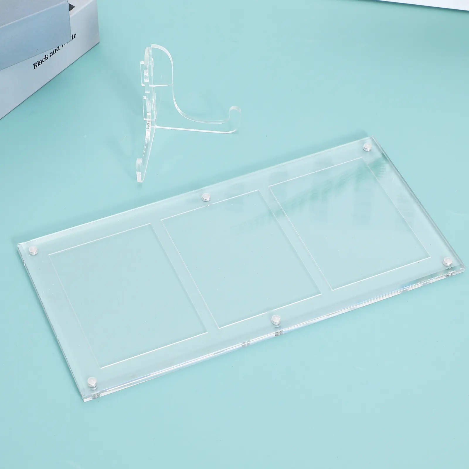 1Set Acrylic Triple Card Holder Display Stand Versatile Stable Base for Trading Sports Business Greeting Cards Clear Display