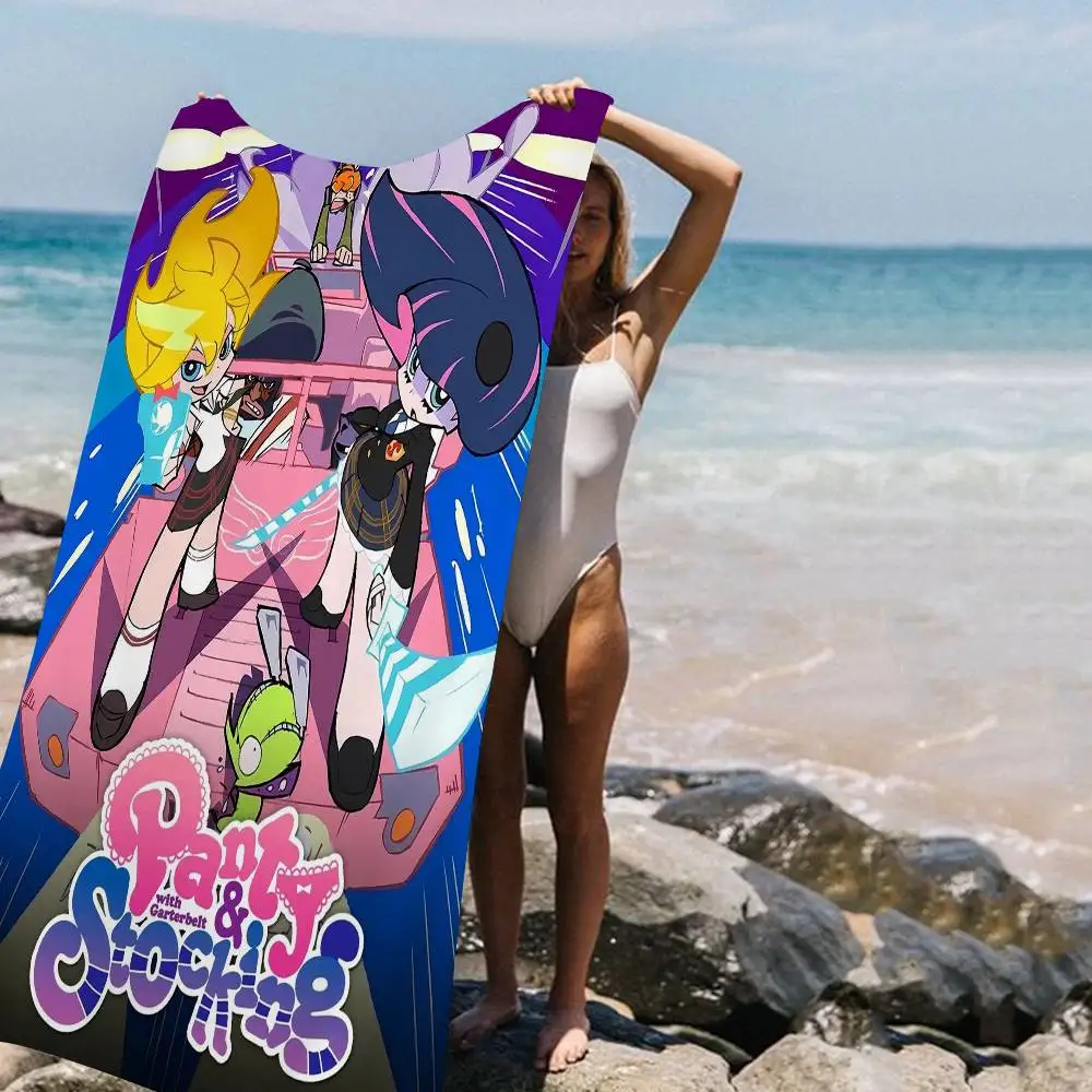 Anime P-Panty And Stocking Microfiber Blanket Quick Drying Beach Towels Oversized Printing Super Absorbent Pool Towel Blanket