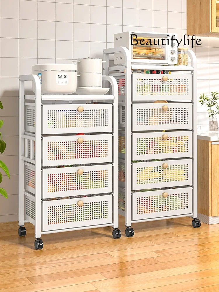 Kitchen storage rack floor-to-ceiling multi-layer vegetable and fruit multi-functional drawer type vegetable basket