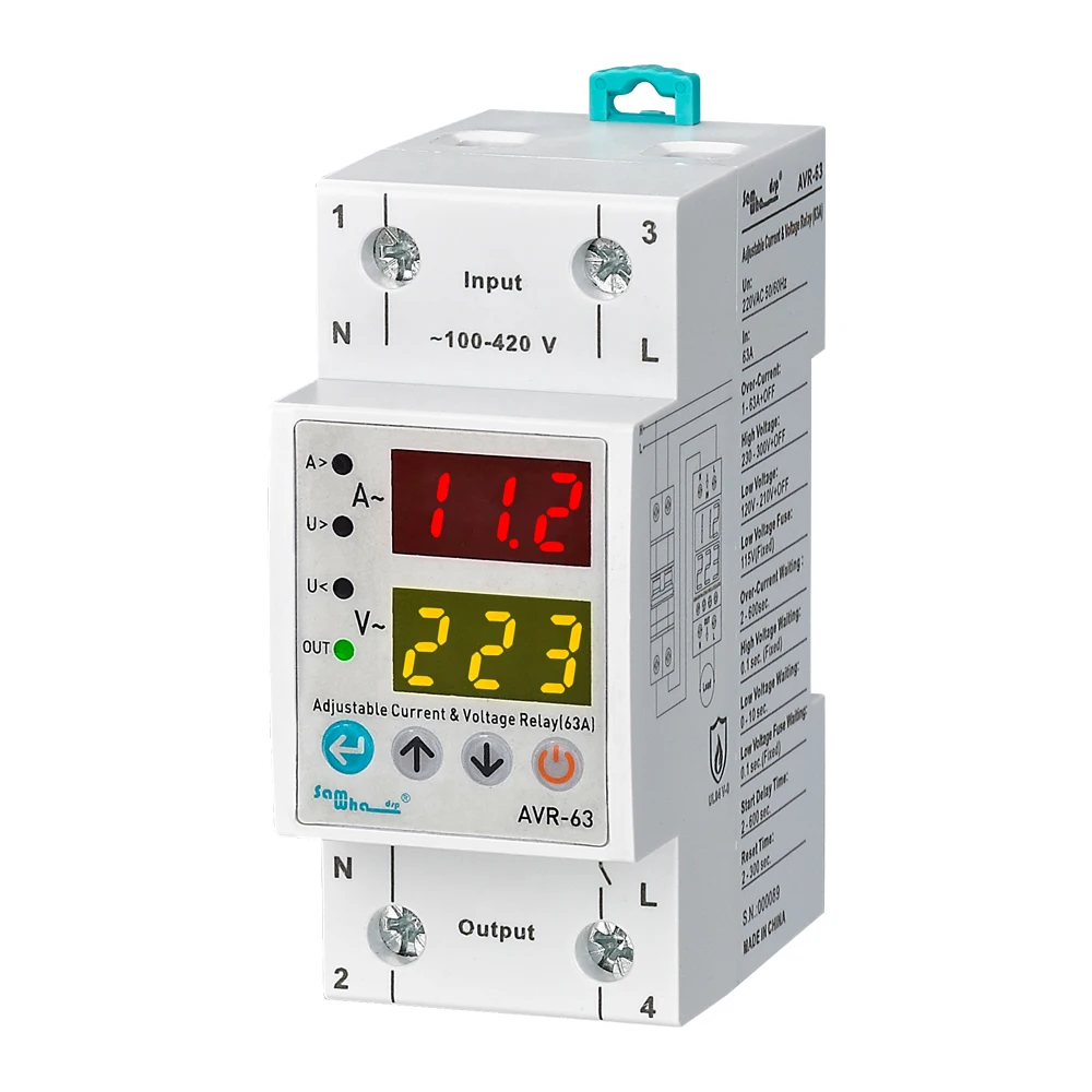 Samwha-Dsp AVR-XX Dual Display Adjustable Voltage and Over-current Protection Relay 40A,63A 