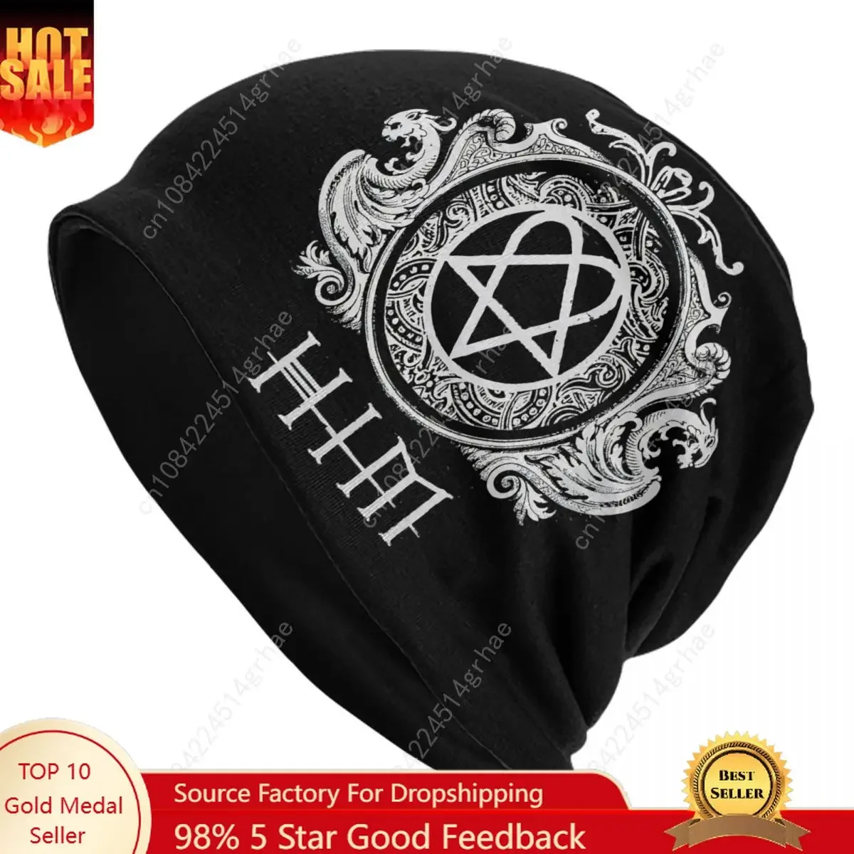 

HIM BAND Bonnet Hats Goth Outdoor Skullies Beanies Hat for Men Women Warm Dual-use Caps
