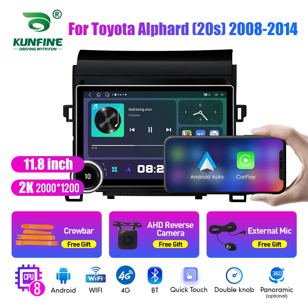 

11.8 Inch 2K Double Knobs 2 Din Car Radio For Honda Alphard 2008-2014 Car Radio DVD Multimedia Video Player Android Auto Carplay