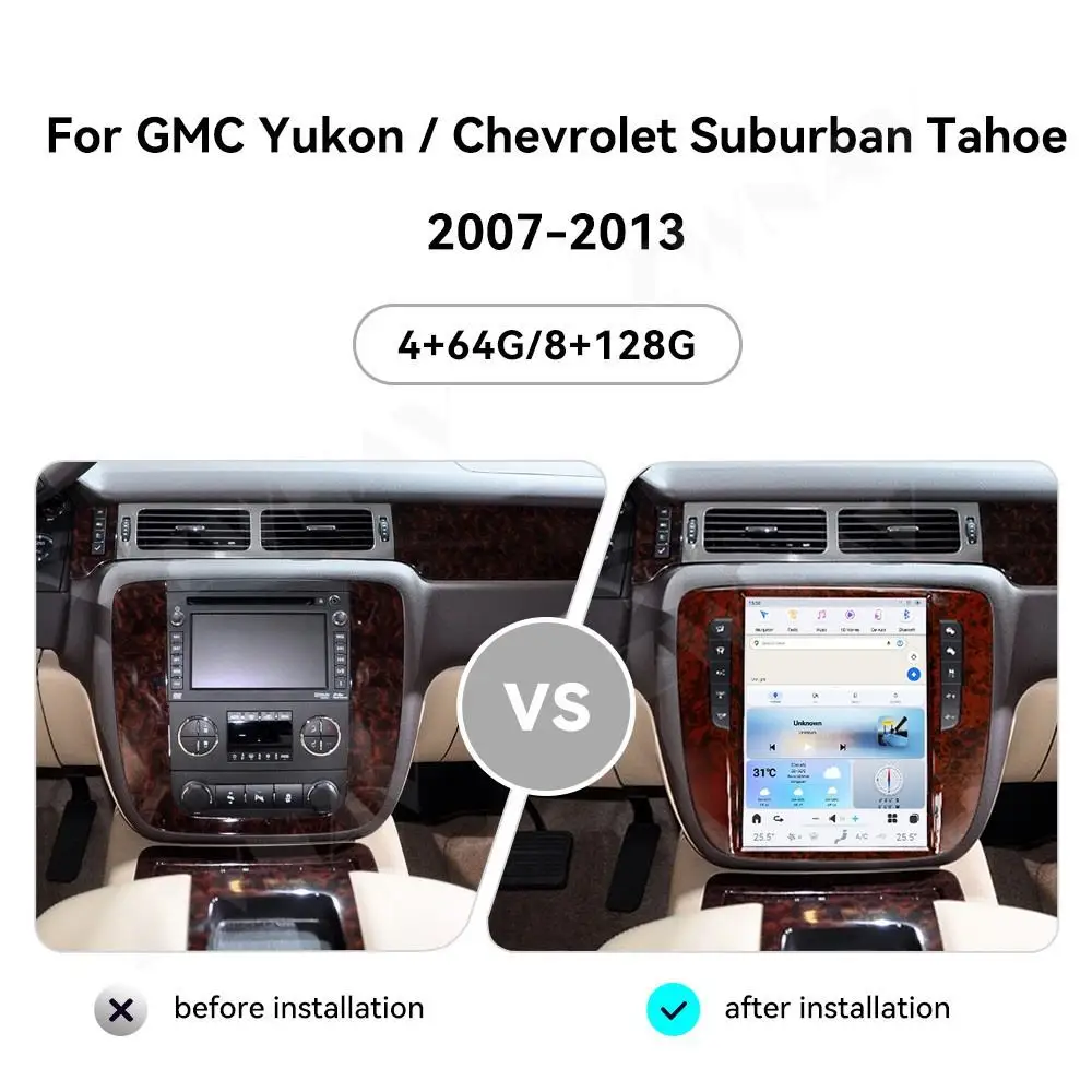 12.1 Large Android Auto Navigation Screen for Chevrolet GMC/Yukon/Chevy/Suburban/Tahoe  Central Control Car Radio 07-13