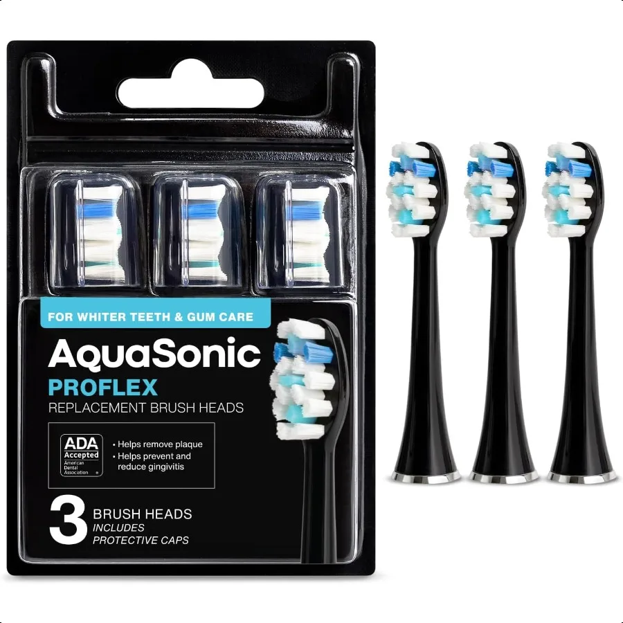 

Сменные насадки Proflex для ухода за деснами Whiter Teeth, совместимые с множеством ручек для зубных щеток, 3 шт., черные