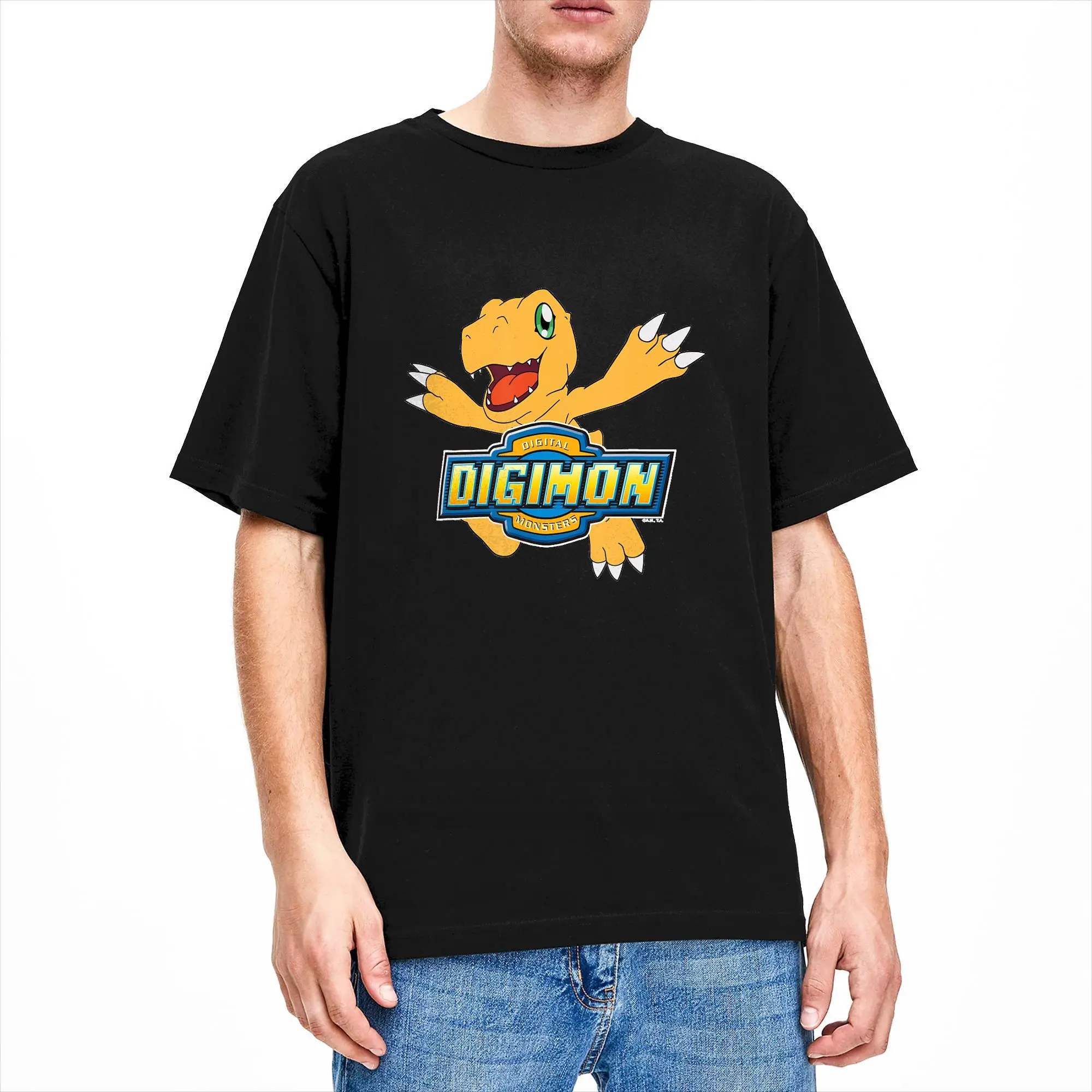 Digimon Adventure Vintage Kanji Characters Digital Monsters T-Shirts for Men  Novelty Pure Cotton Tee Shirt  Short Sleeve Tees
