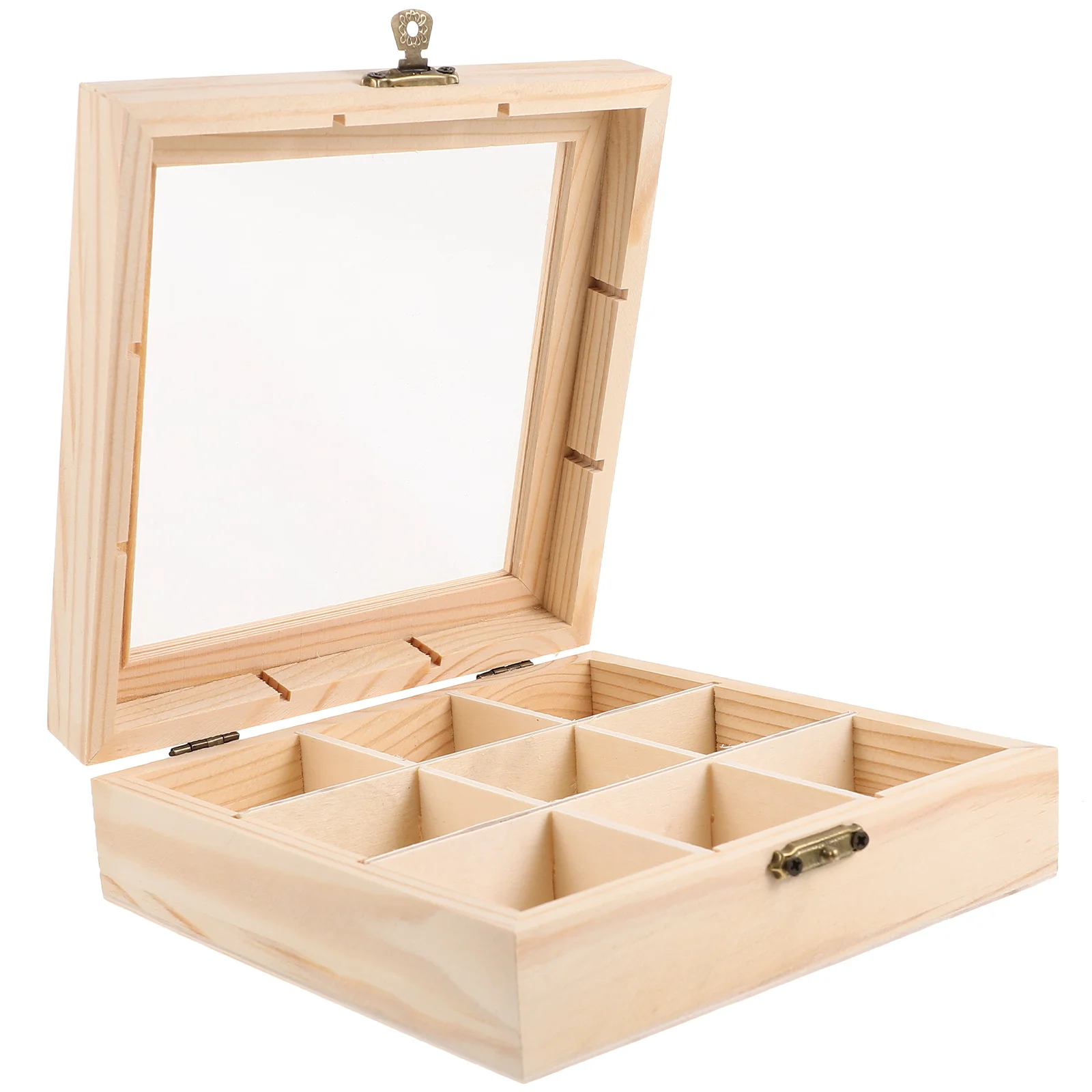 

Wooden Tea Box 9 Grids Multifunctional Tea Storage Box 14.5X14.5X5.00cm Home Tea Bag Storage Boxes Holder Organizer For Jewelry