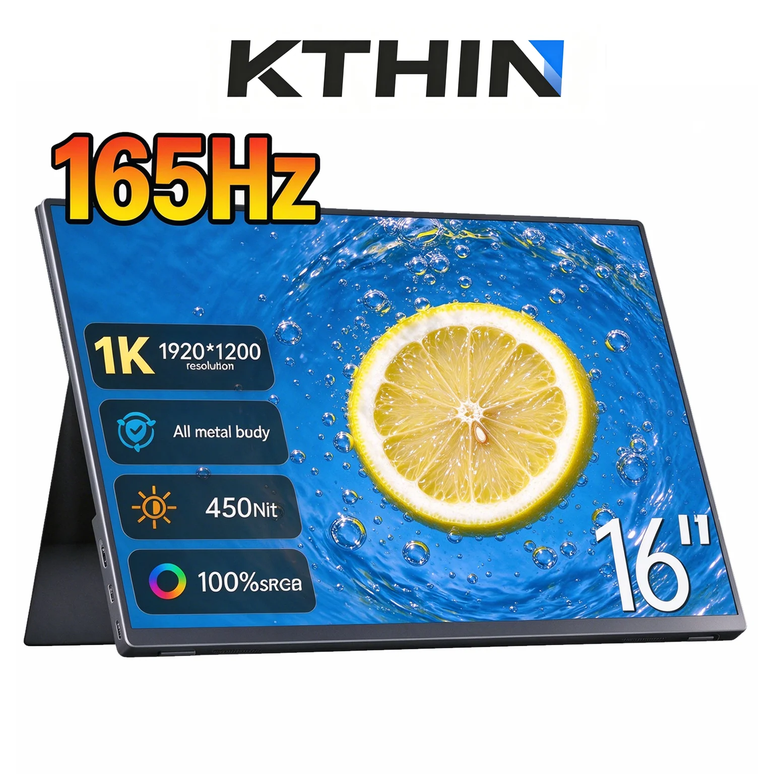 Monitor portátil de 165 Hz, 16 pulgadas, 1200P, pantalla para ordenador, extensor de pantalla con funda, monitor portátil para portátil