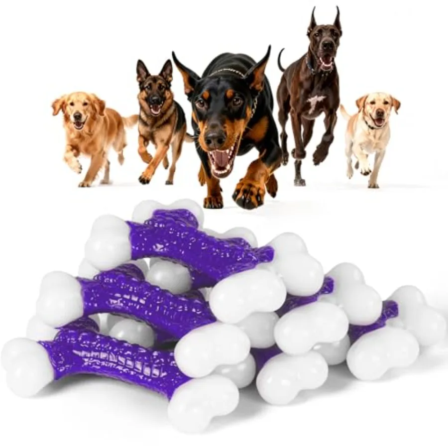 

Набор из 6 прочных игрушек для собак: нейлоновые жевательные кости со вкусом бекона для агрессивных грызунов, крупных и средних пород, сверхпрочные, не разрушаются