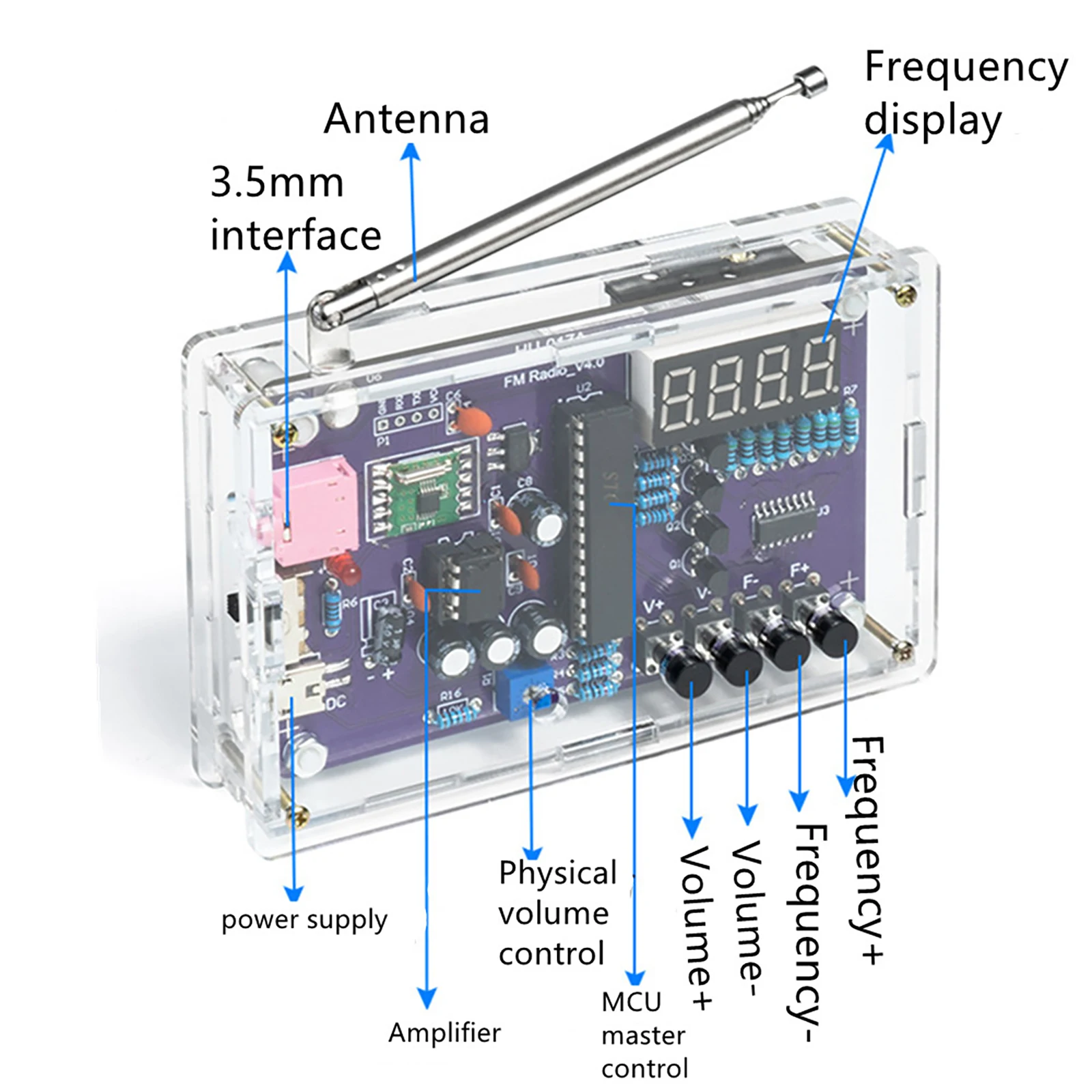 DIY FM Radio Electronic Kit Adjustable Frequency PCB Soldering Project Practice Solder Assembly TDA2822 87-108MHz Double Power