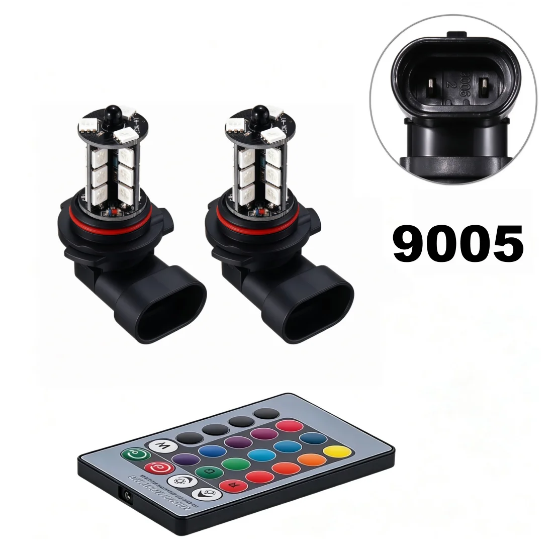 H4/H7/H11/9005 2Pcs Driving Light Lighting Bulb-5050 RGBW LED 27SMD RGB LED Car Fog Light Bulb Color Changing IR Remote Control
