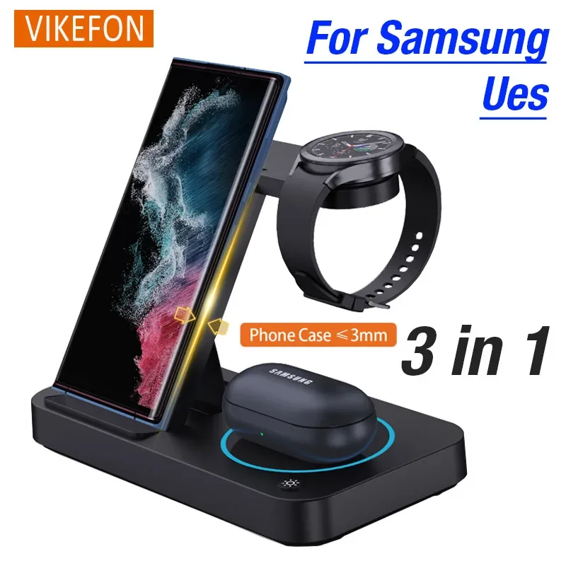 

Foldable 4 In 1 Wireless Charger For Samsung S24 S23 Ultra Galaxy Z Flip 6/5/4 Galaxy Watch 7/6/5 Buds3/2 Pro Fast Charging Dock
