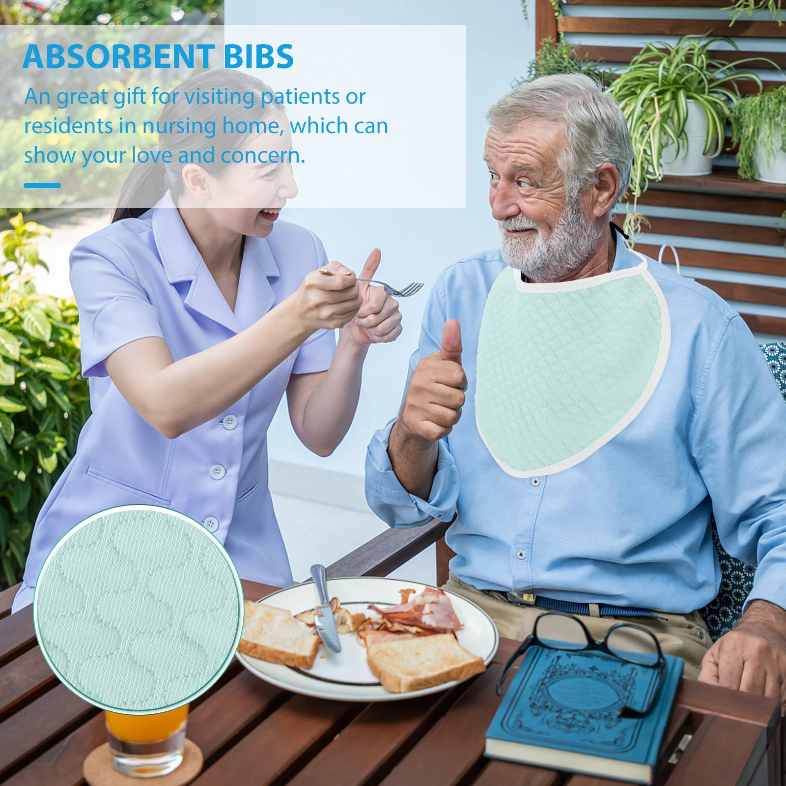 

2 шт. хлопковых впитывающих нагрудников для взрослых и пожилых людей, многоразовые короткие фартуки, защита от проливания при еде, мягкие, моющиеся