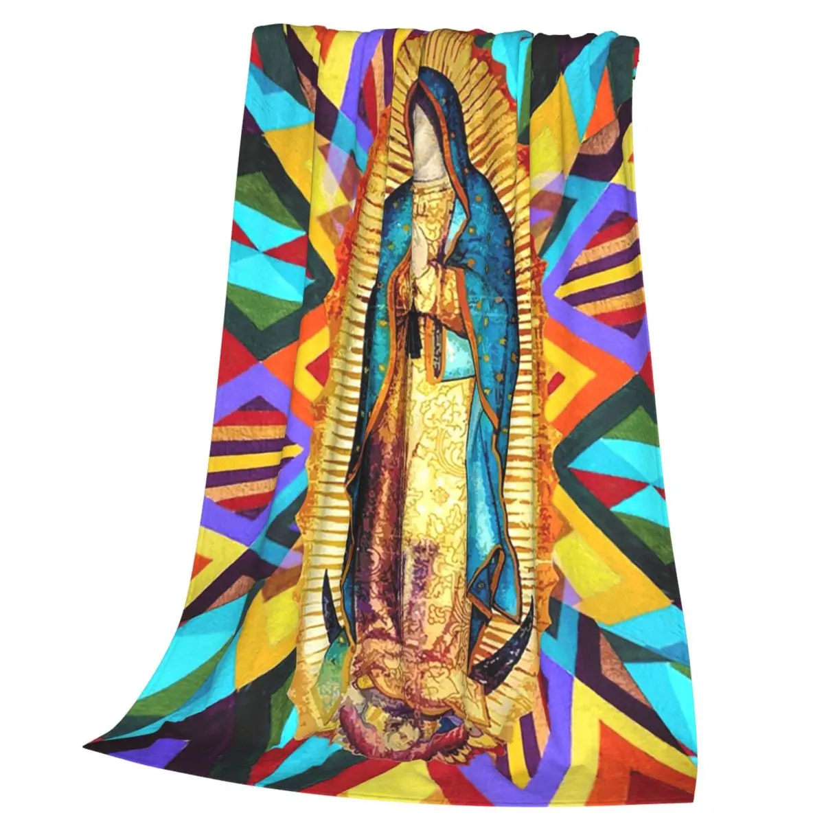 Our Lady Of Guadalupe Virgin Mary And Roses Blanket Soft Warm Flannel Throw Blanket Bedspread for Bed Living room Picnic Home