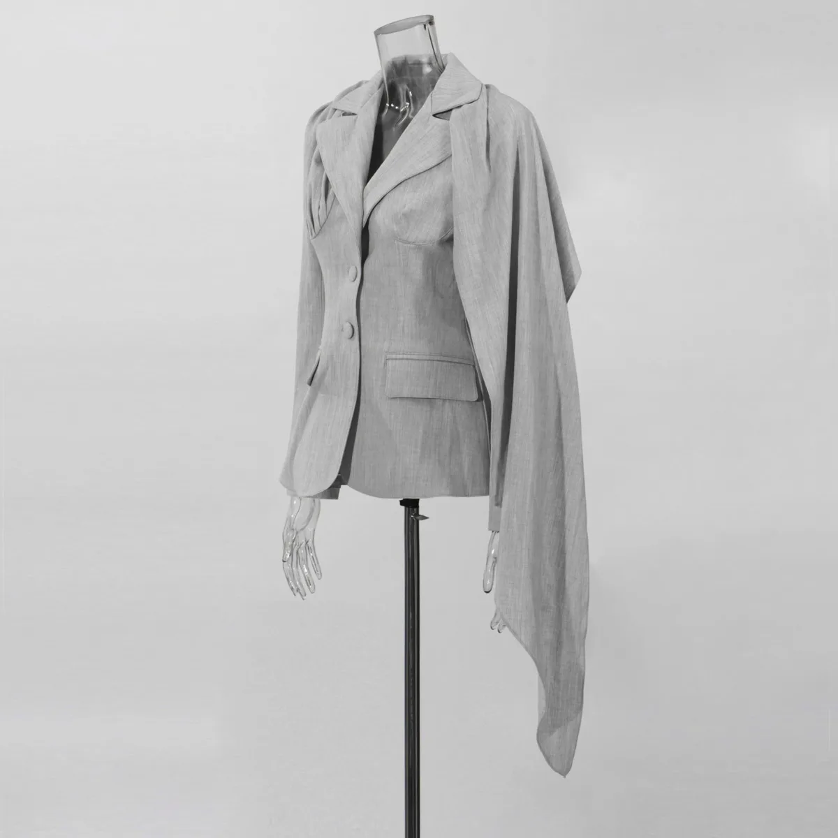 KWTX 2025 レディース 高級ブレザー スカーフカラー プリーツウエスト ヴィンテージ 無地 デザイナー エレガント シック 秋冬コート