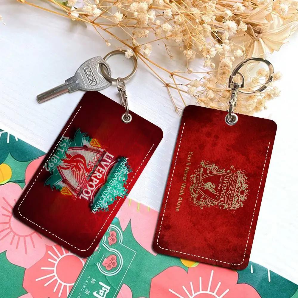 L-Liverpools مستطيل بطاقة الهوية حالة المفاتيح الوصول حافظة للبطاقات مفتاح العلامة حلقة حامل البطاقة الجلدية حلقة رئيسية الوصول #1