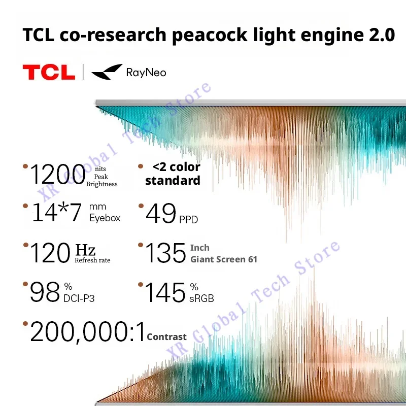 TCL Air 4 Pro Smart AR Glasses Supports HDR10/3840Hz 4 Speakers 1200 Nits Micro-OLED Dual-Layer Screen 50