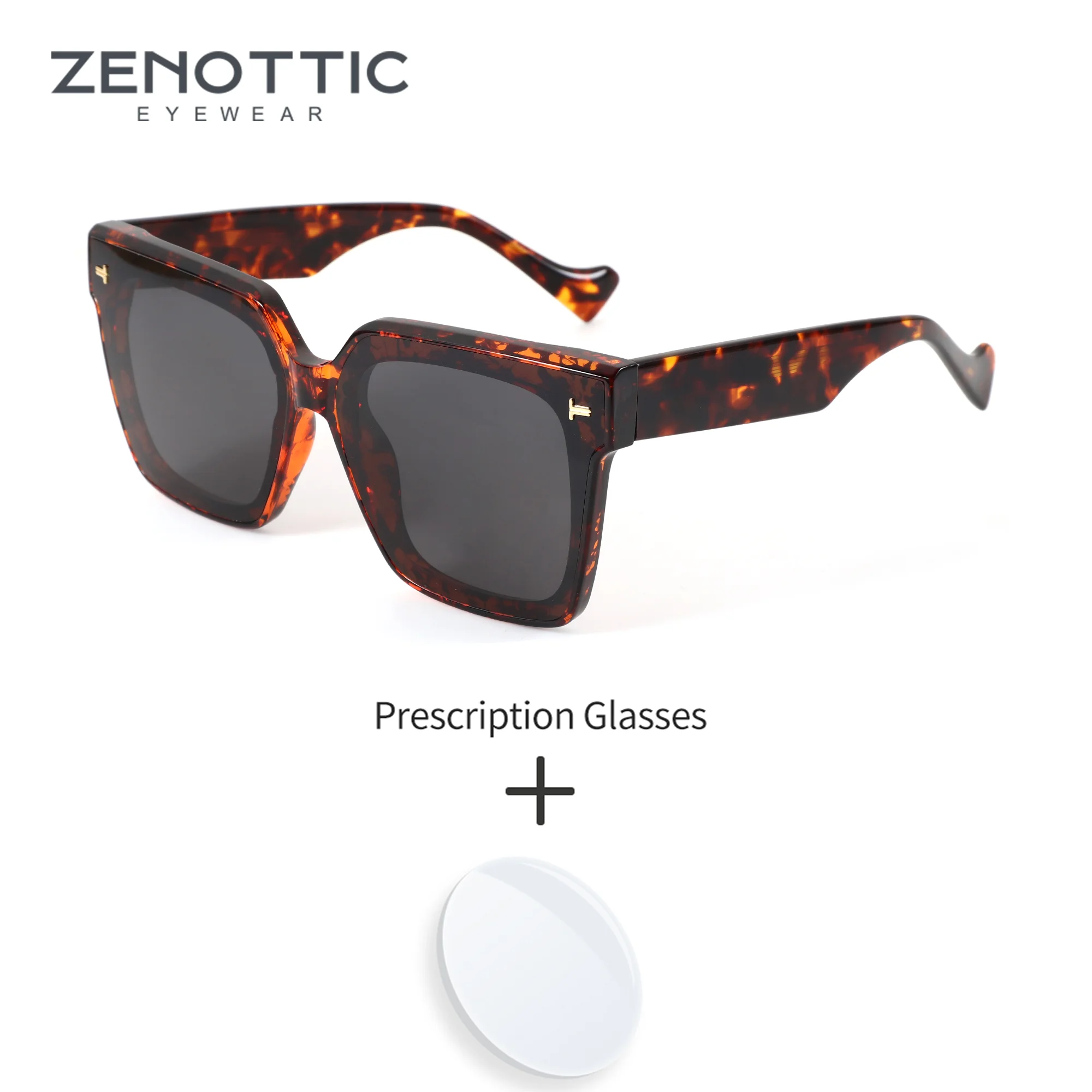 

ZENOTTIC L Size Trendy UV400 Polarized Sunglasses Prescription Modish Custom Men Square Optical Sun Glasses