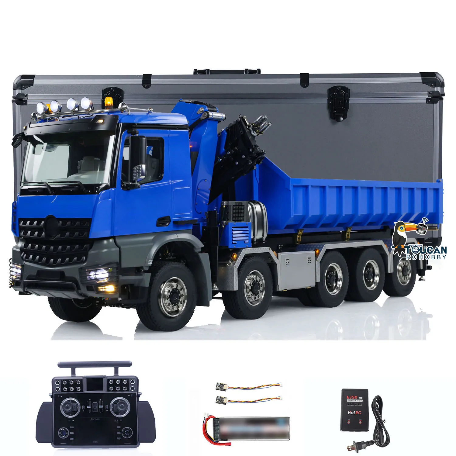 Toys 1/14 Hydraulic RC Dumper Car 10x10 3-speed Transmission Painted Finished Full-dump Crane Trucks Light Sound Vehicle for Boy