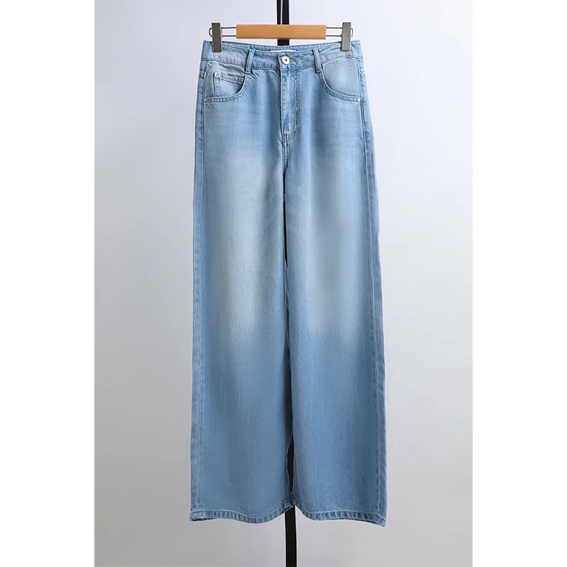

Casual High Waist Breathable Lyocell Straight Leg Jeans Long Pants Summer Collection Awei Clothing Domestic Brand Women's Fas...