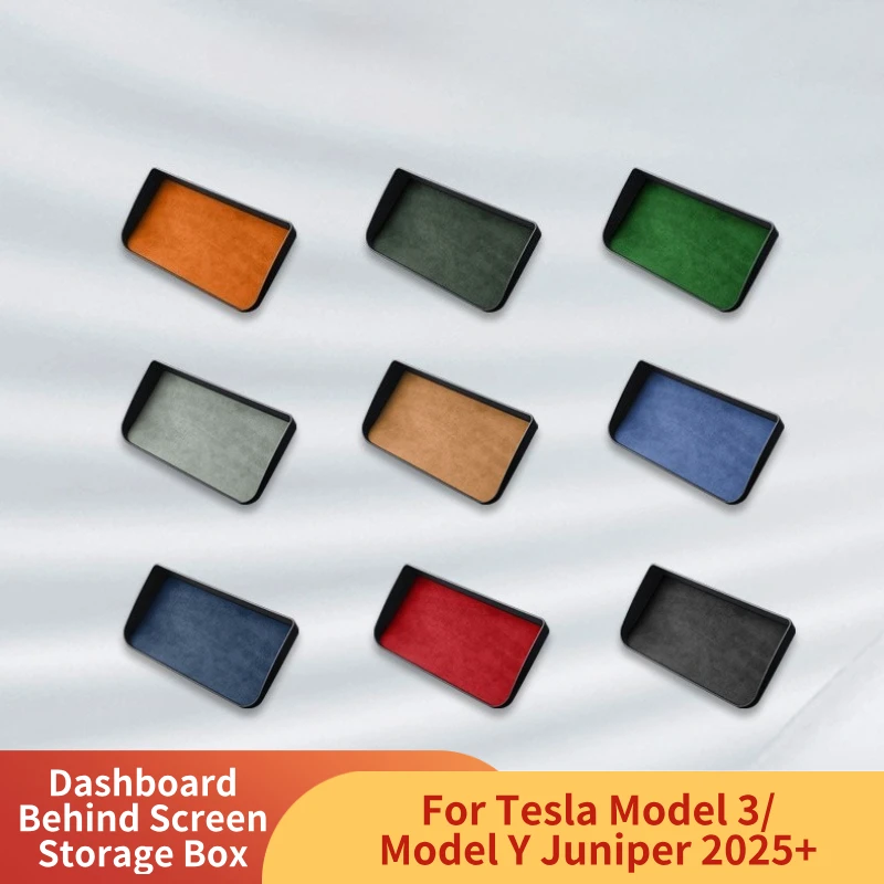 

Ящик для хранения приборной панели за экраном для Tesla Model 3/Model Y Juniper 2025+, ящик для хранения приборной панели, украшение из алькантары