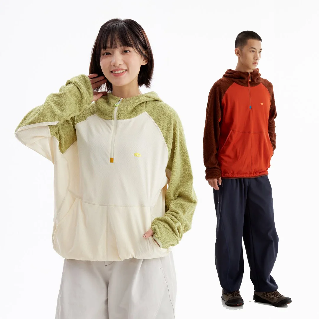 Autumn Men Women Outdoor Hiking Fleece Splice Sleeve Hooded Sweatshirts Unisex City Walk Loose Casual Pullover Hoodie Tops