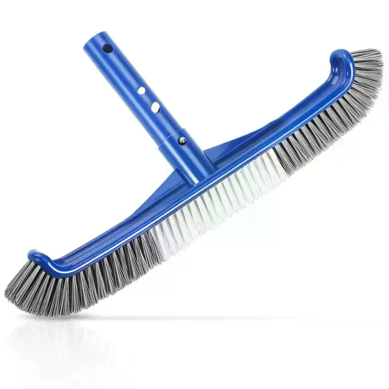 Heavy Duty Swimming Pool Brush Head Stiff Durable Bristles Curved Design Cleaning Pool Walls Floors Tiles Steps Scrub